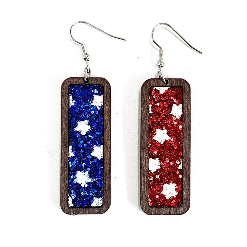 Western Flag Wood Leather Earrings - product image 8