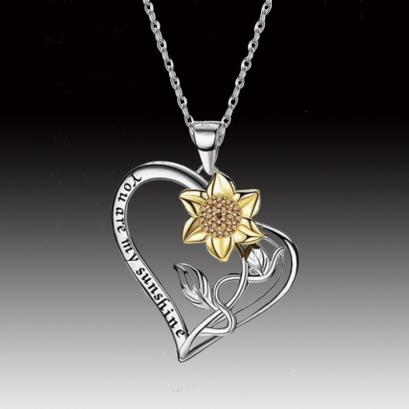Floral Heart Cross Necklace for Women