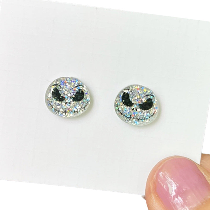 Halloween Cute Mini Sparkling Exquisite Small Earrings Cute Ghost Candy