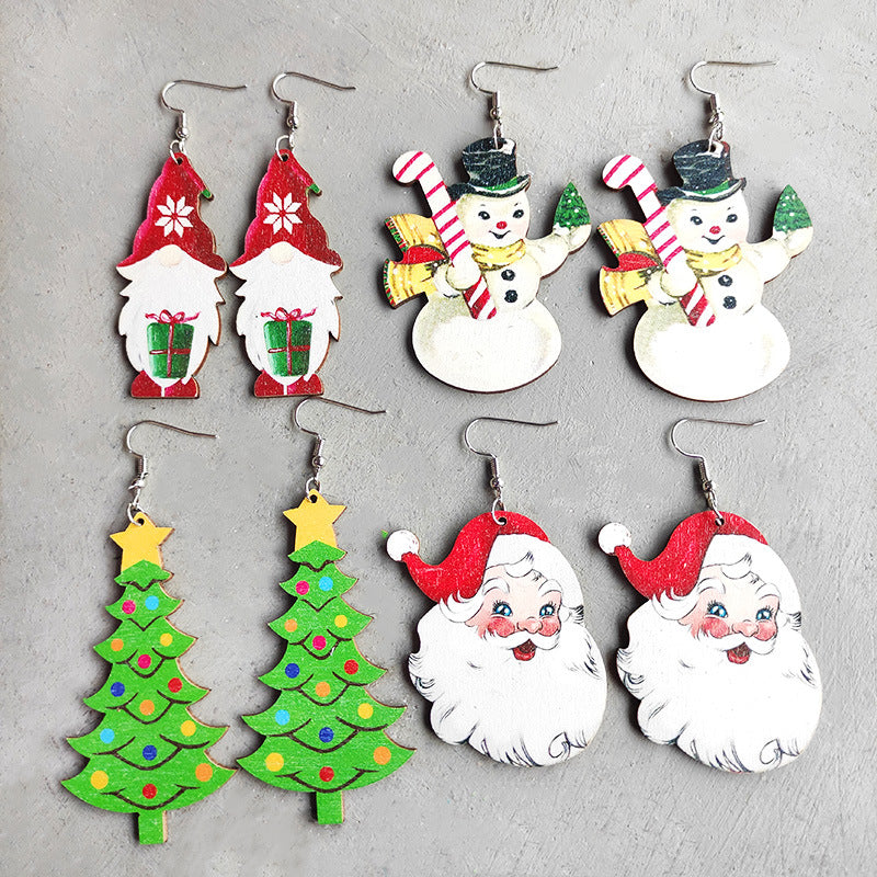 Christmas Earrings: Santa Claus - Gnome - Snowman - Red and Black Plaid - - product image 1