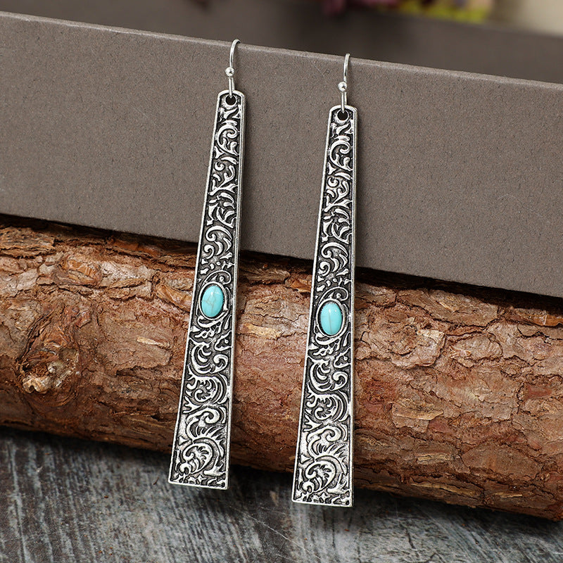 Turquoise Vintage Statement Cross Earrings
