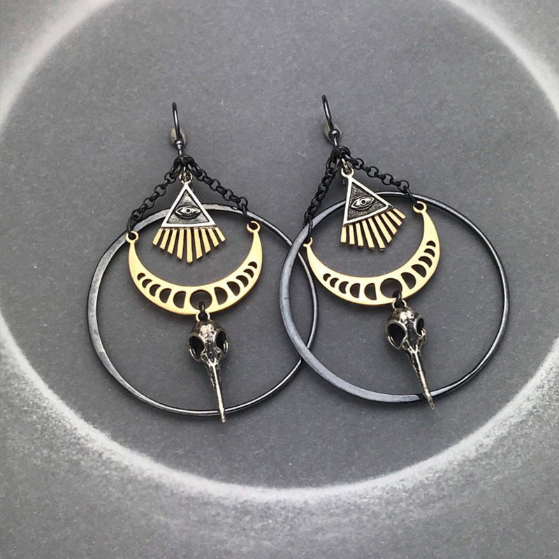 Vintage Statement Geometric Moon Cross Earrings - product image 8