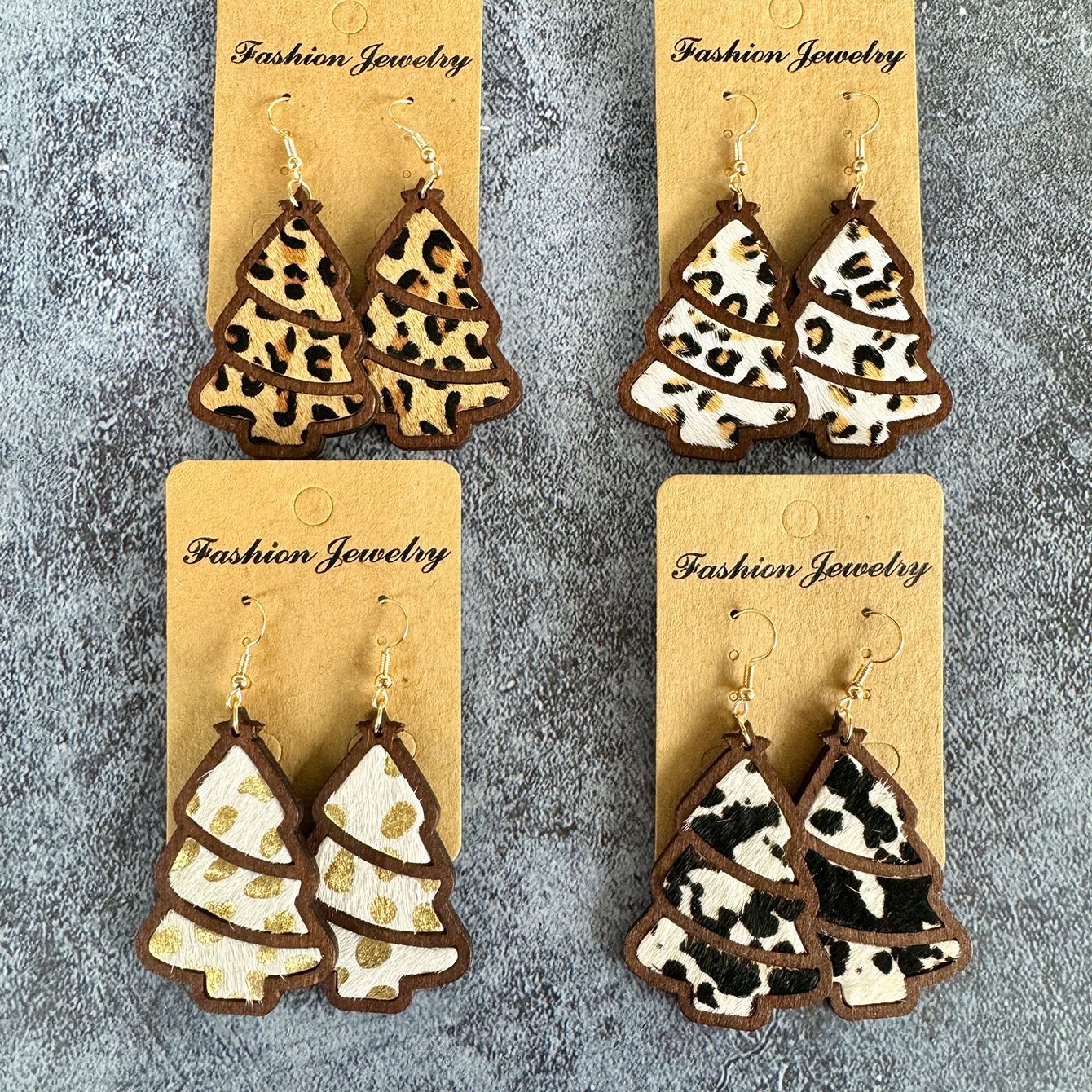 Western Horse Wood Leather Earrings - product image 1