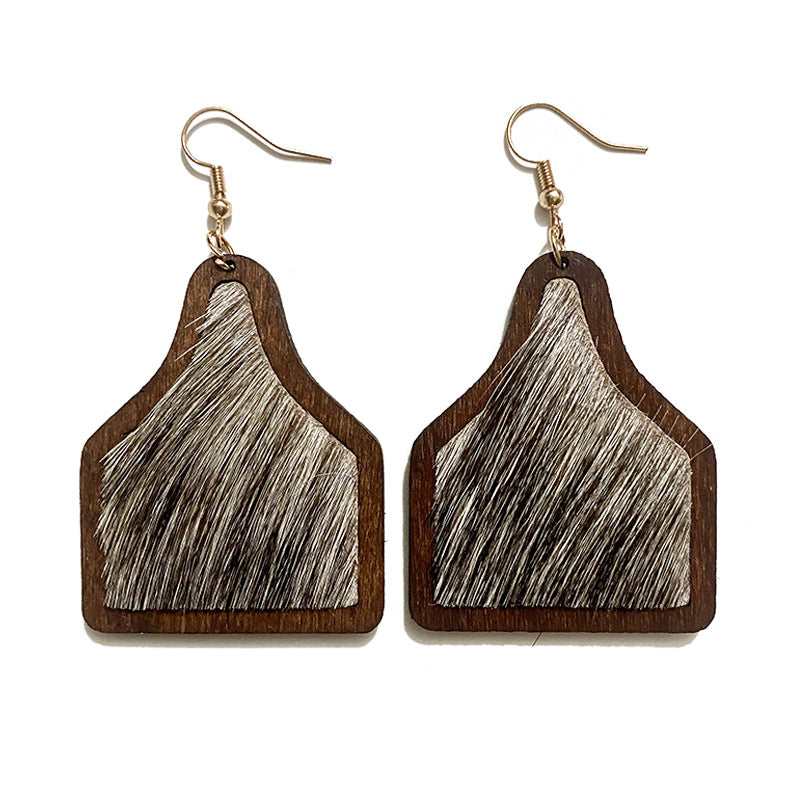 Western Vintage Horse Cross Wood Earrings