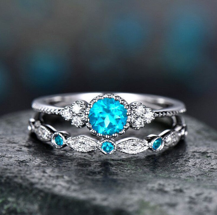 Ring Fashionable Zircon Ring for Women Two-piece Set of Micro-inlaid Emerald - product image 9