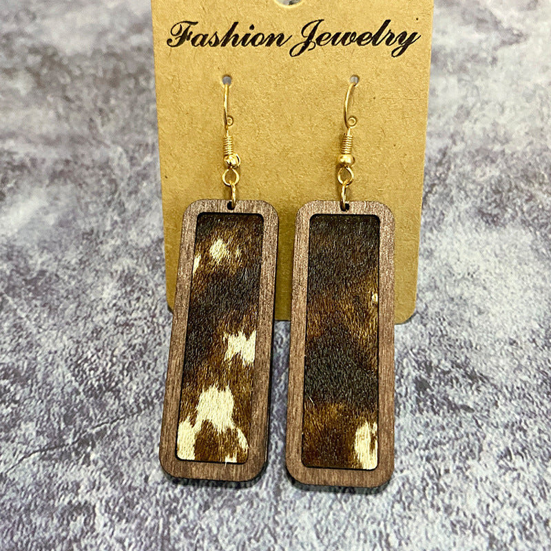 Western Vintage Geometric Cross Leather Earrings - product image 11
