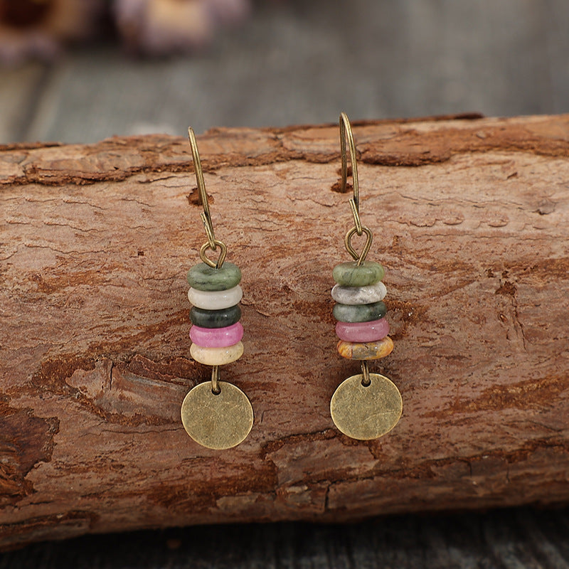 Vintage Geometric Cross Beaded Earrings for Women