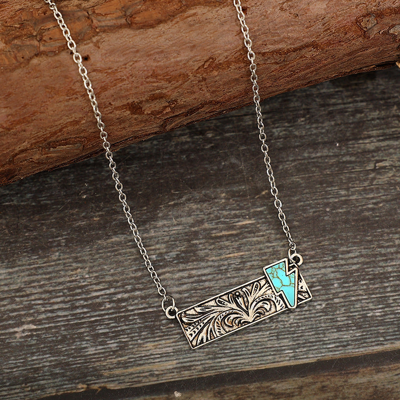 Western Turquoise Vintage Cactus Cross Necklace - product image 4