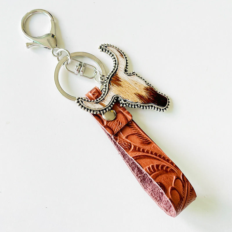 Western Vintage Cow Skull Cross Leather Necklace - product image 2