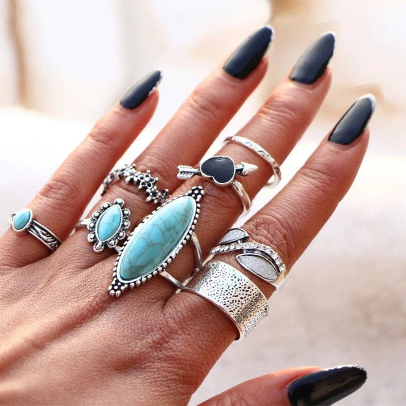 Turquoise Vintage Heart Cross Ring for Women - product image 1