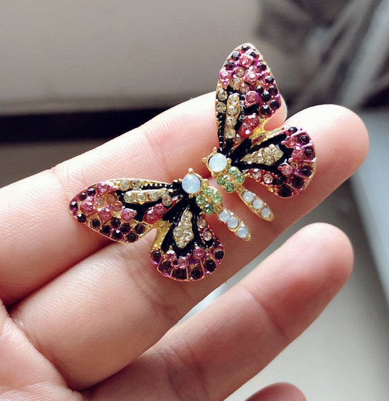 Heart Cross Butterfly Crystal Earrings for Women