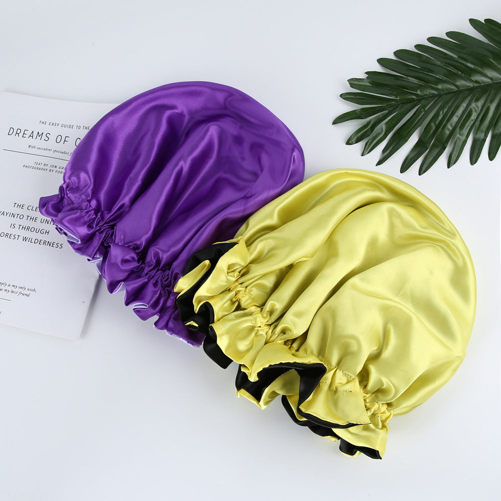 Style Solid Color Satin Hat with Satin Lining - Double-layered Head Cover - - product image 4
