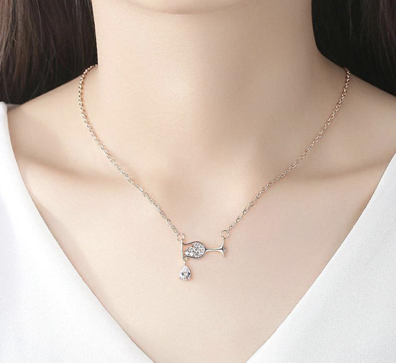 Cross Wine Glass Necklace