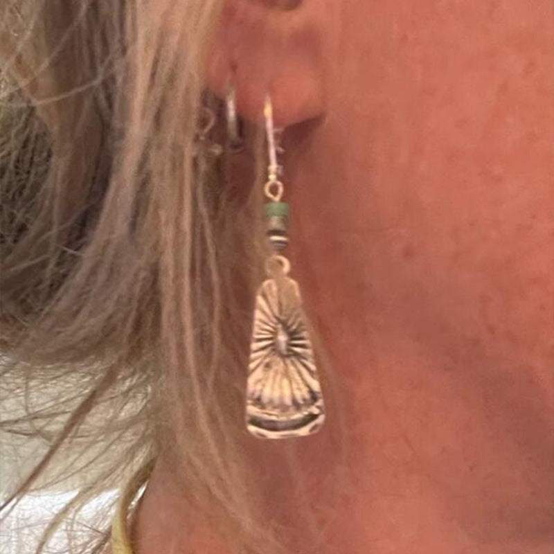 Turquoise Boho Vintage Cross Earrings - product image 2