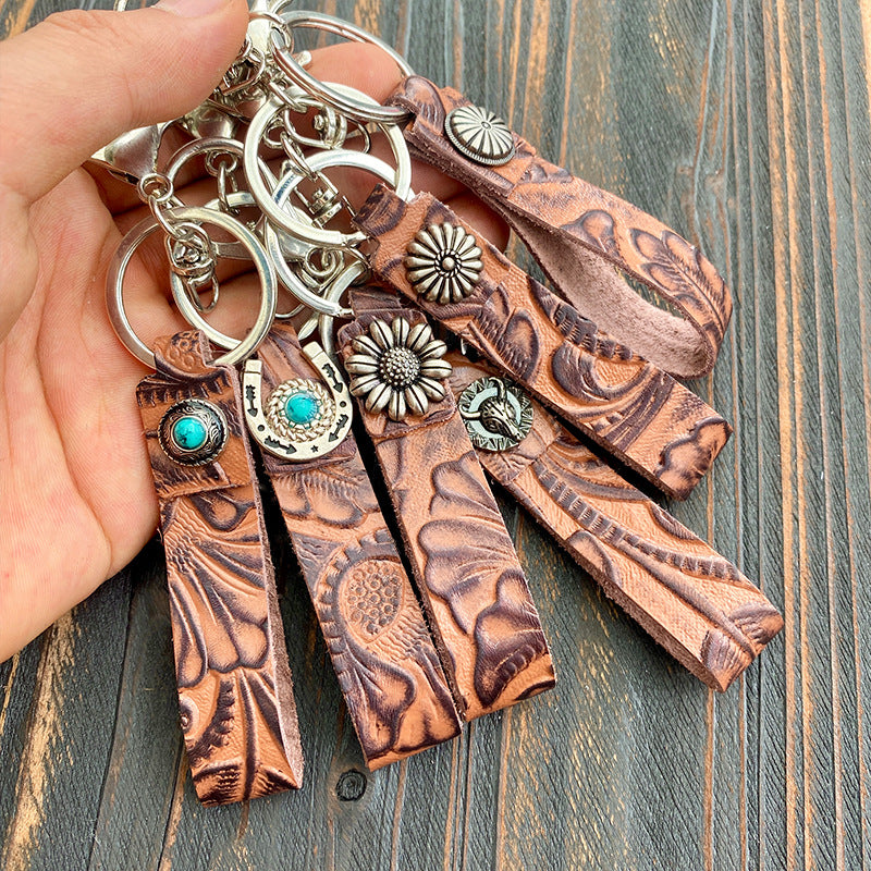Western Turquoise Vintage Cross Leather Necklace - product image 1