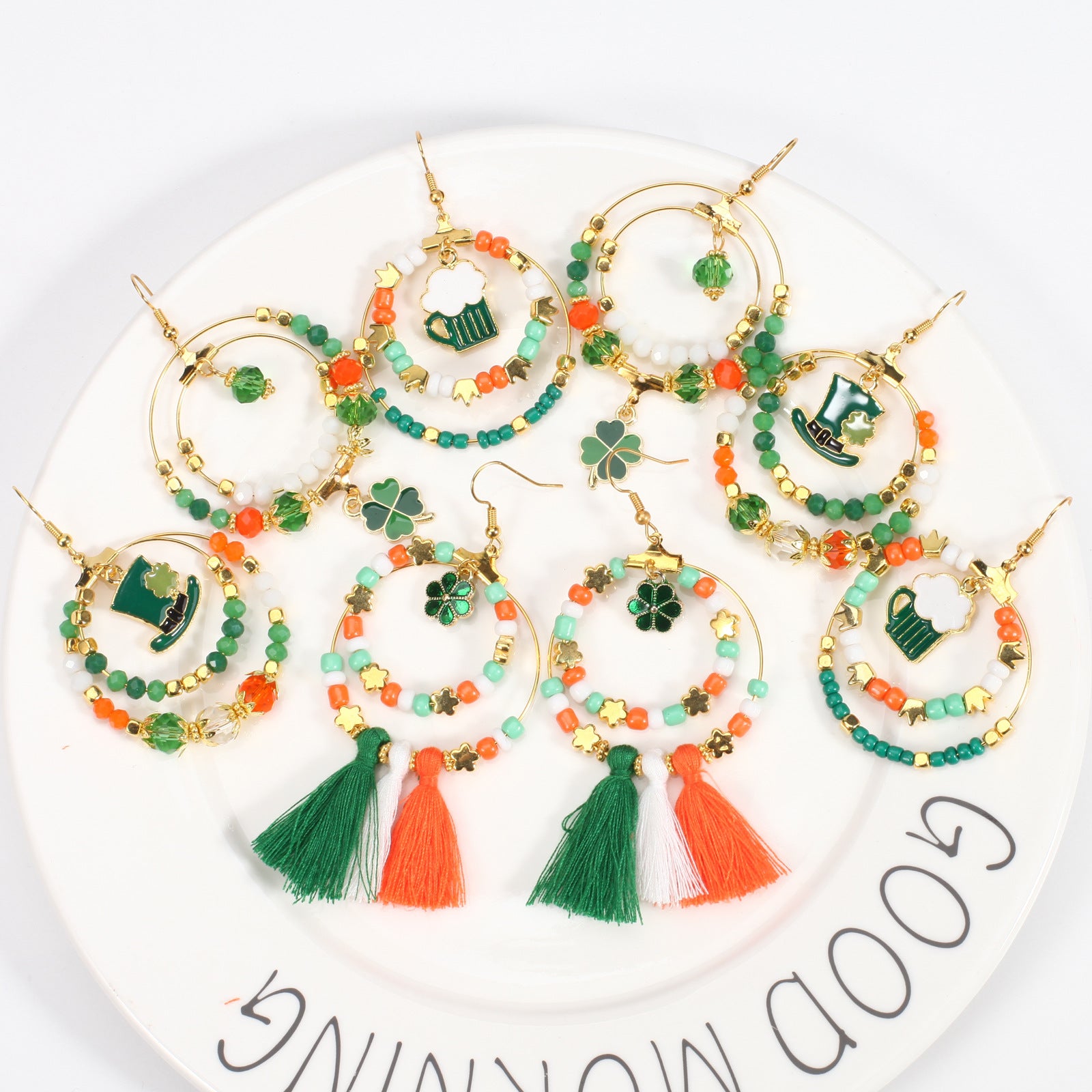 Wine Glass Beaded Crystal Earrings - product image 3