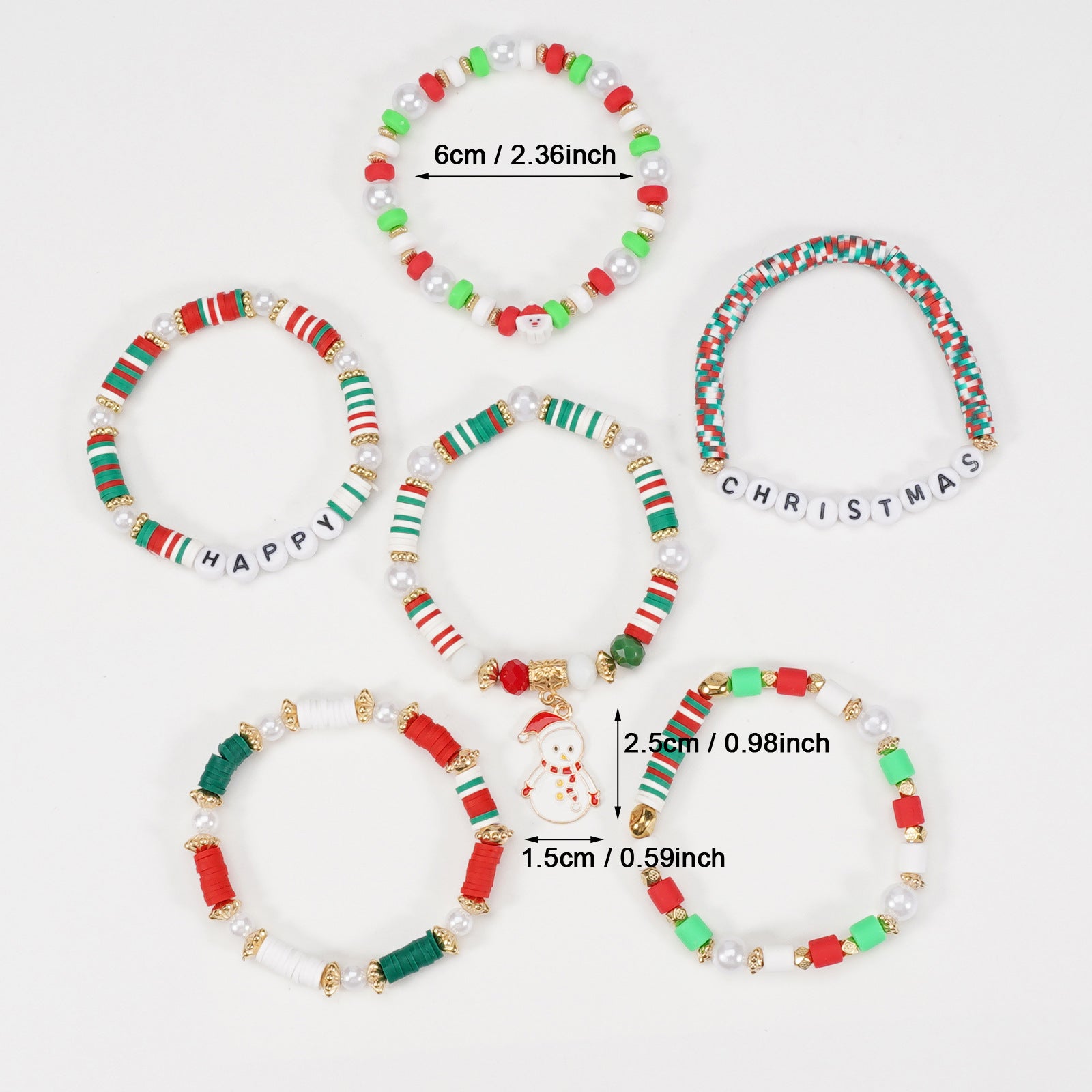 Christmas Bracelet Snowman Handmade Christmas Tree Santa Claus Reindeer