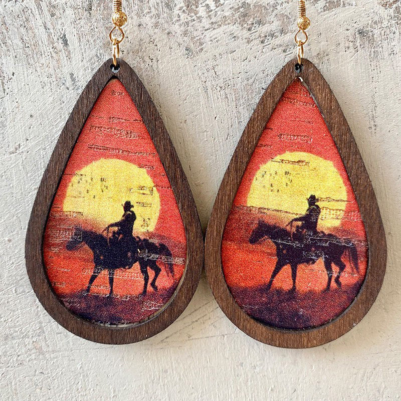 Western Cactus Cross Wood Earrings - product image 3