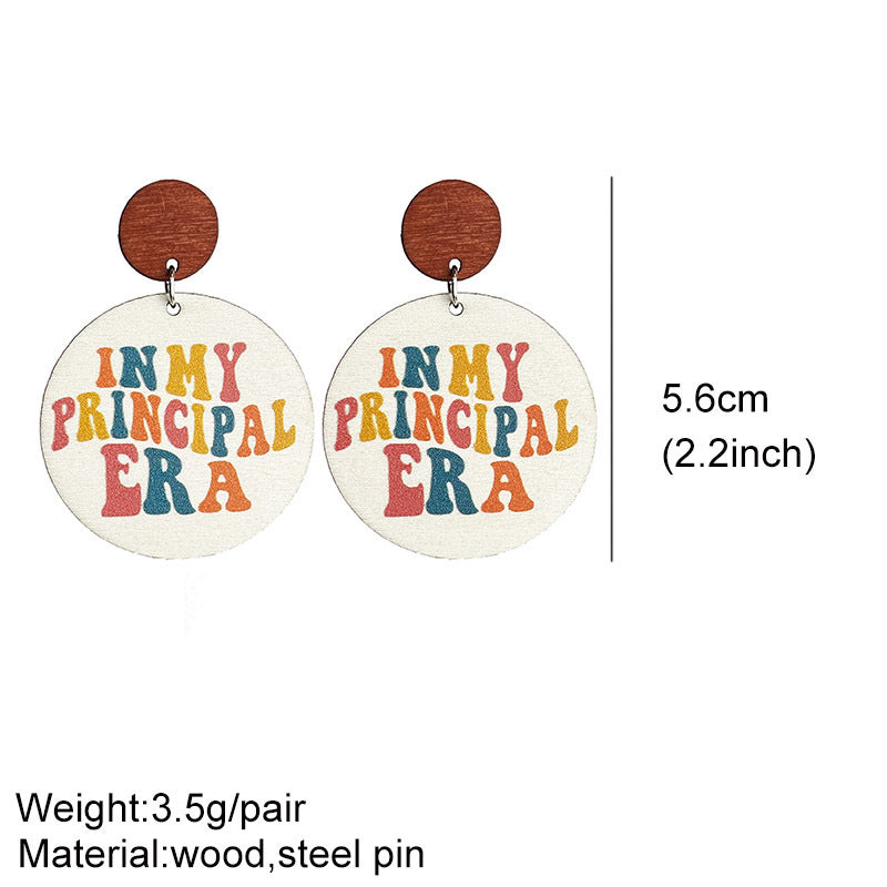Floral Cross Wood Earrings