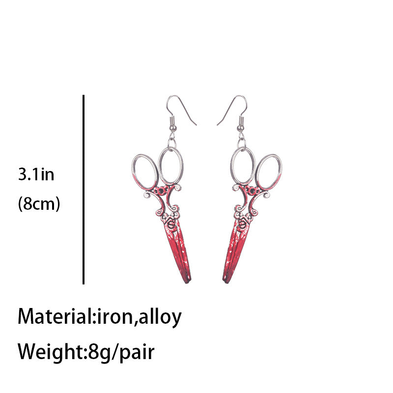 Bloodstained Horror Halloween Earrings Scissors Axe Knife Unique Party - product image 17
