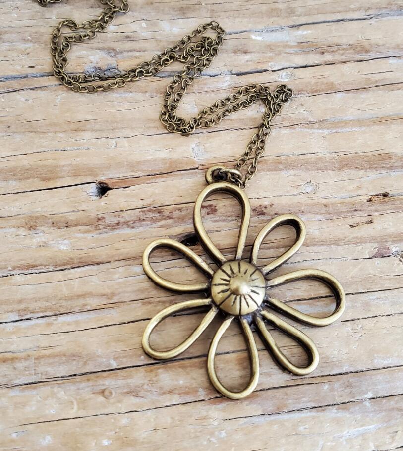 Vintage Floral Cross Necklace for Women