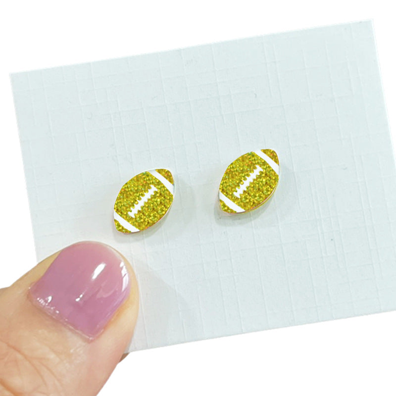 Supply: Exquisite Shiny Small Earrings in Football Colors - Multi-color Red - product image 7