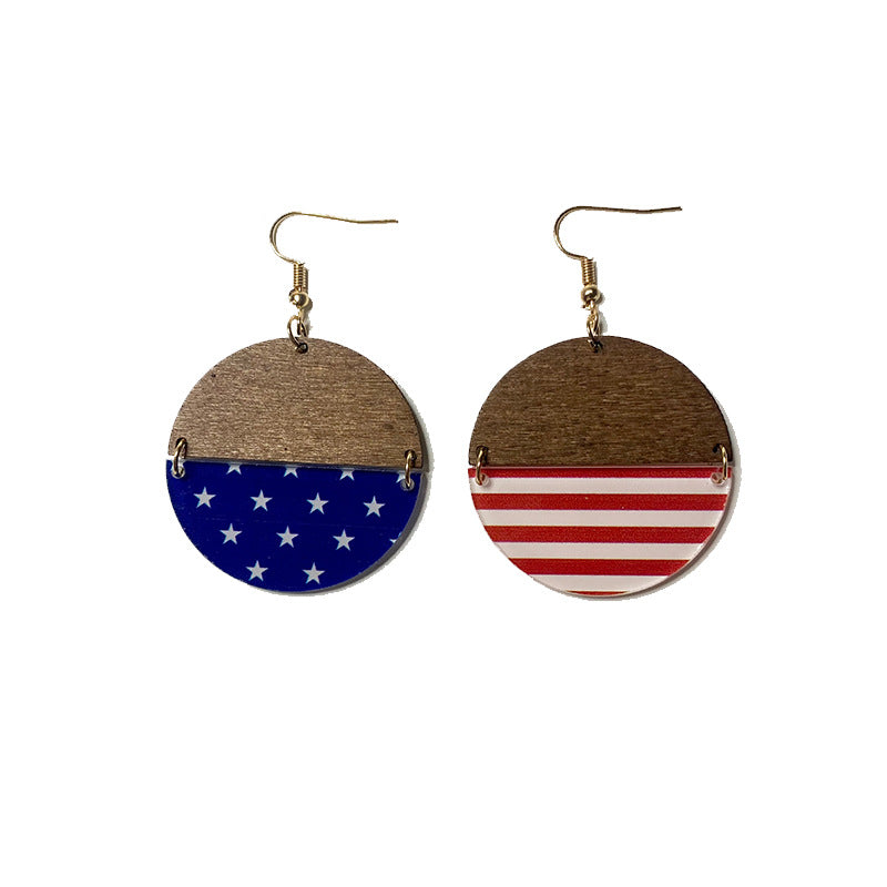 Cross Flag Wood Acrylic Earrings - product image 4