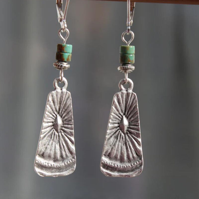 Turquoise Boho Vintage Cross Earrings