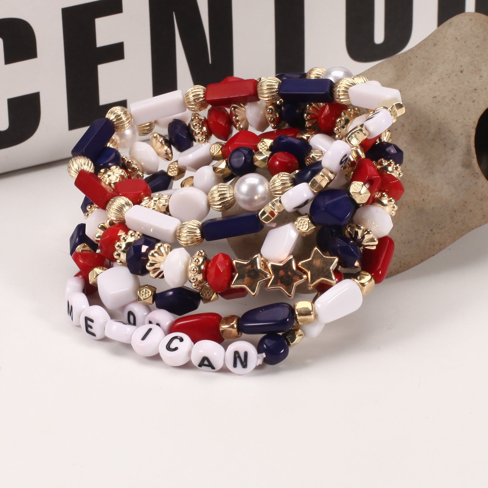 Flag Beaded Crystal Bracelet