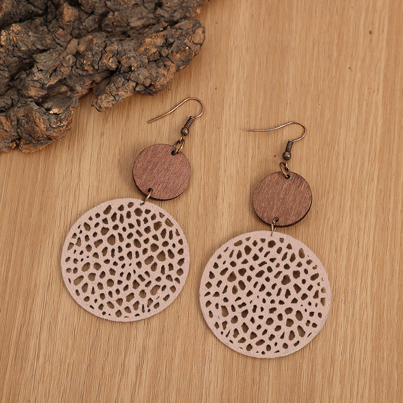 Boho Vintage Cross Wood Leather Earrings - product image 11