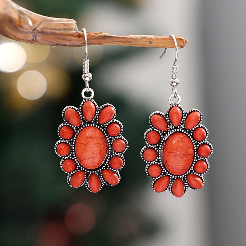 Western Turquoise Vintage Statement Cross Earrings - product image 7