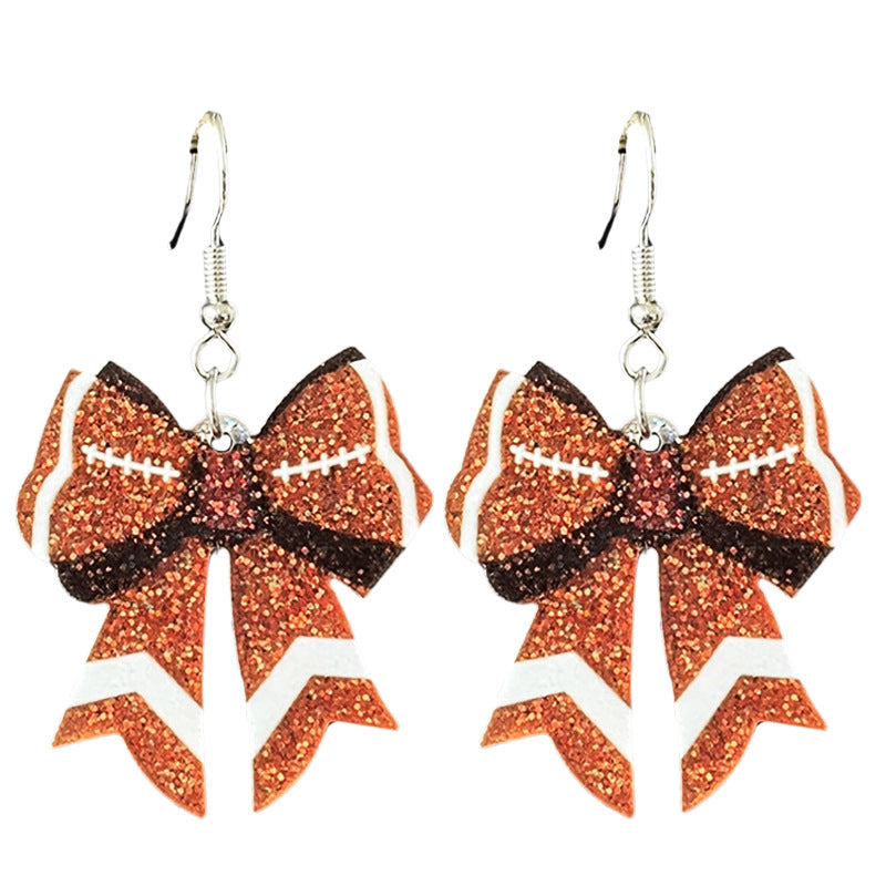 Supply: Football Game Day Shiny Atmosphere Colorful Earrings with Bow - product image 4