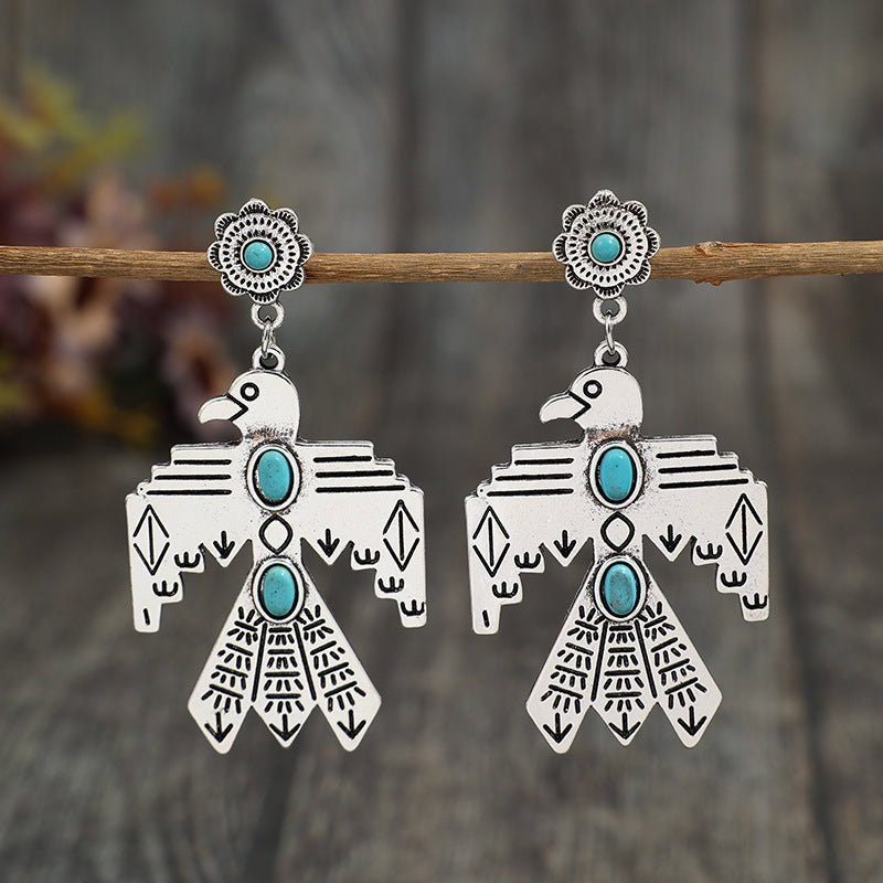 Turquoise Vintage Floral Cross Earrings - product image 1