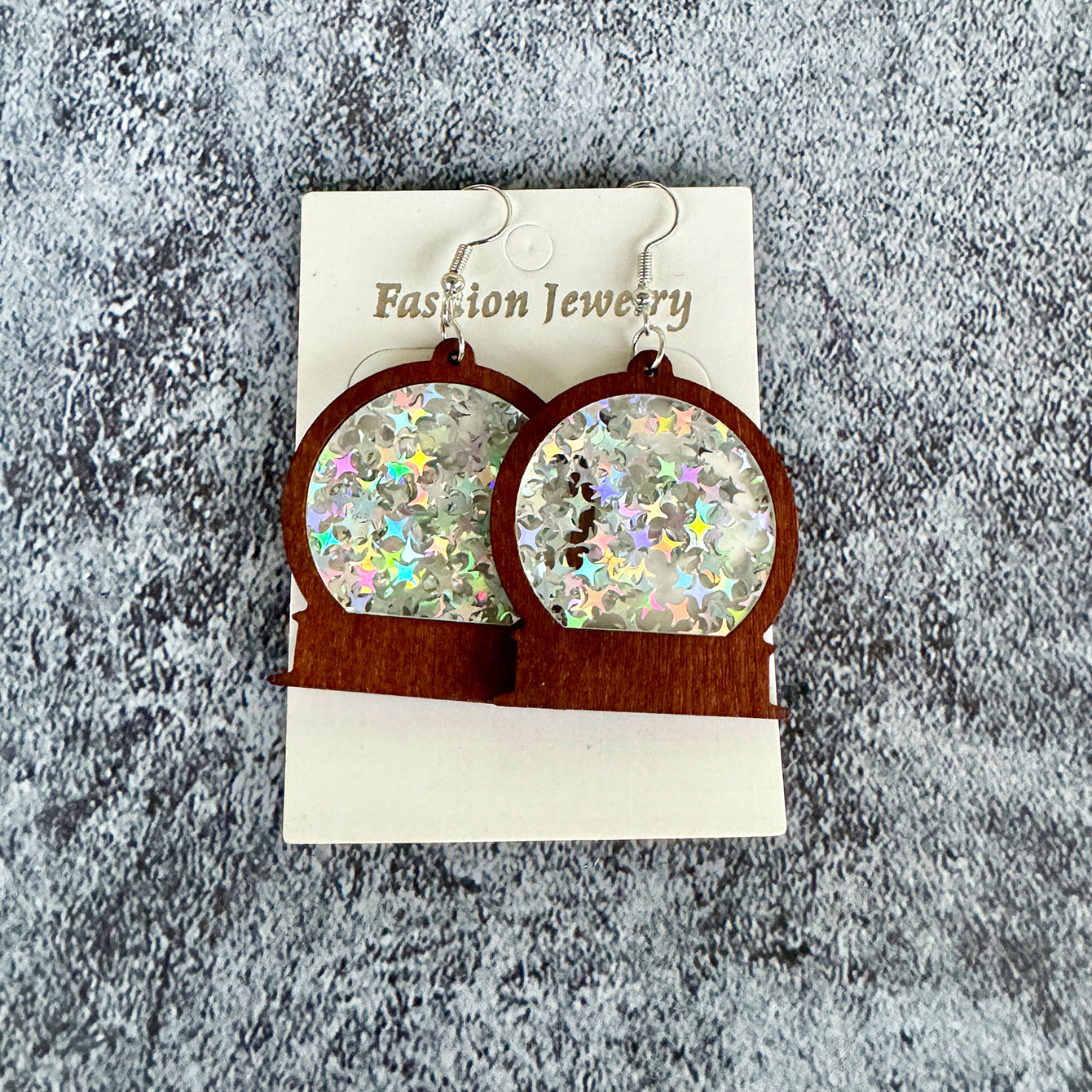 Cross Wood Acrylic Earrings - product image 7