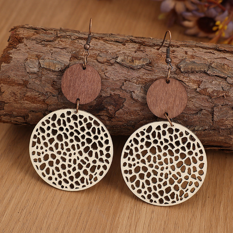 Boho Vintage Cross Wood Leather Earrings - product image 8