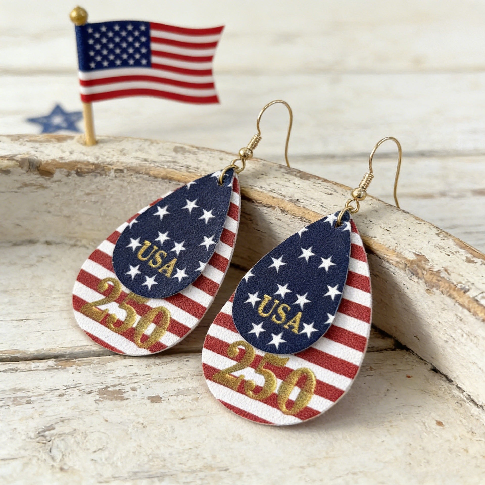 Cross Flag Leather Earrings