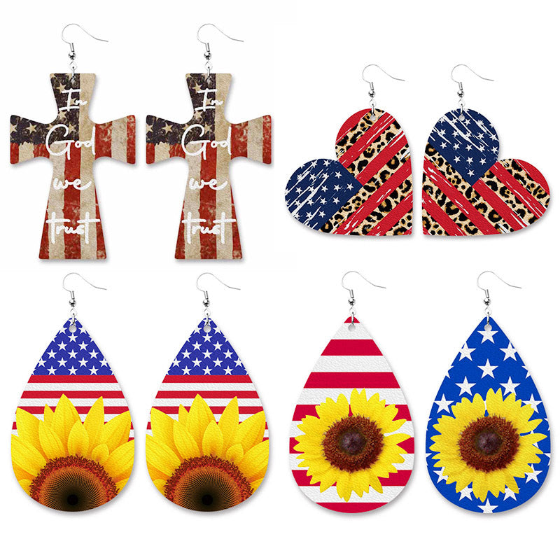 Floral Flag Leather Earrings - product image 1