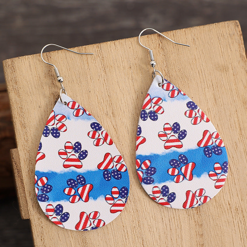 Cross Flag Leather Earrings - product image 2
