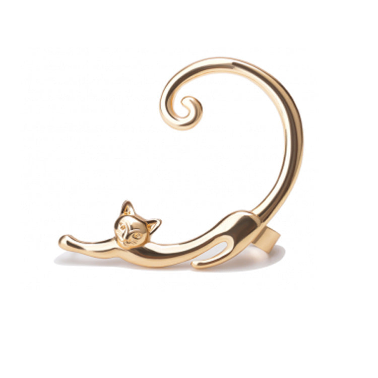 Simple Glossy Cat Earrings in Minimalist Style - Unique Cute Small Animal 3d