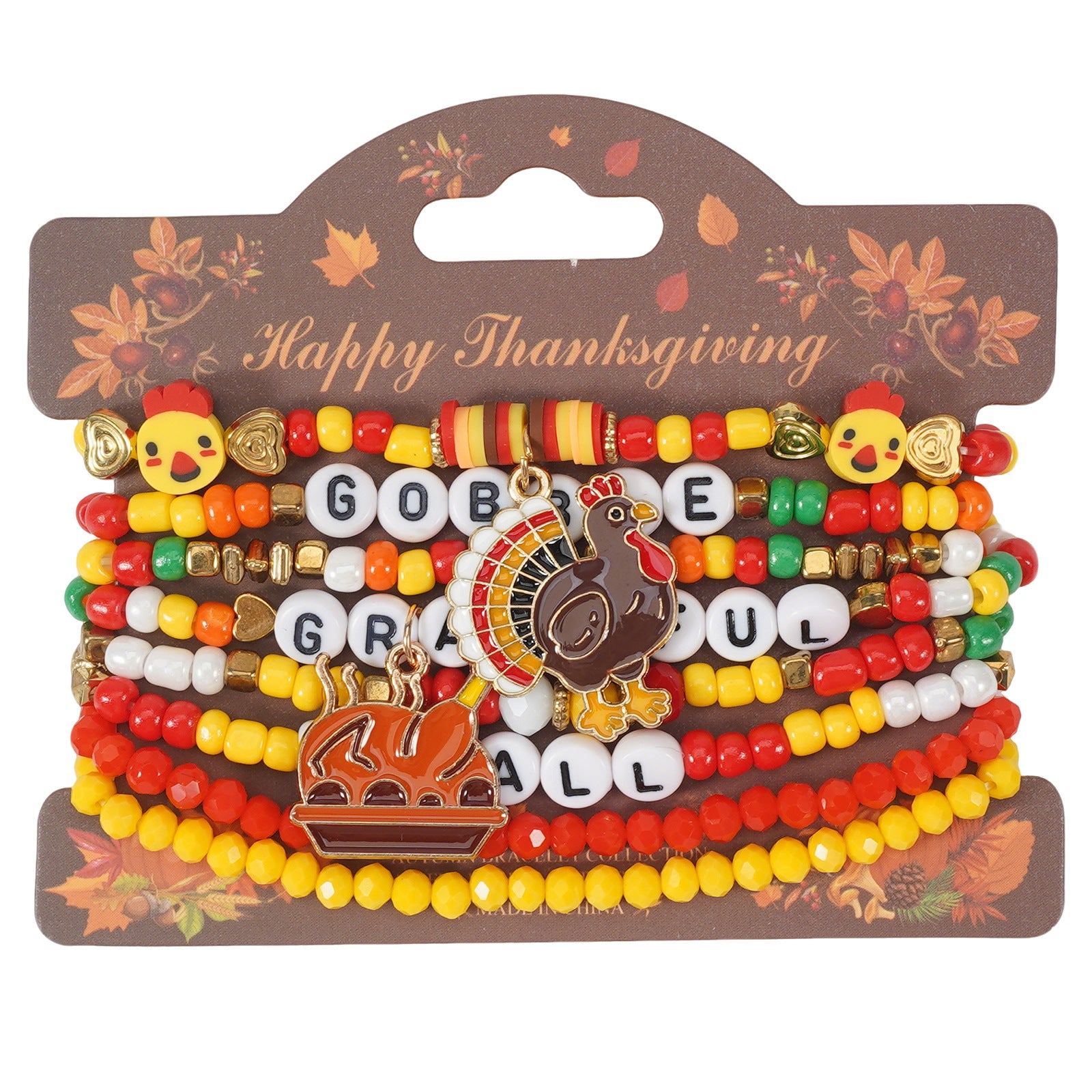 Autumn Thanksgiving Bracelet Maple Leaf - Turkey - Pumpkin - Squirrel - Pine