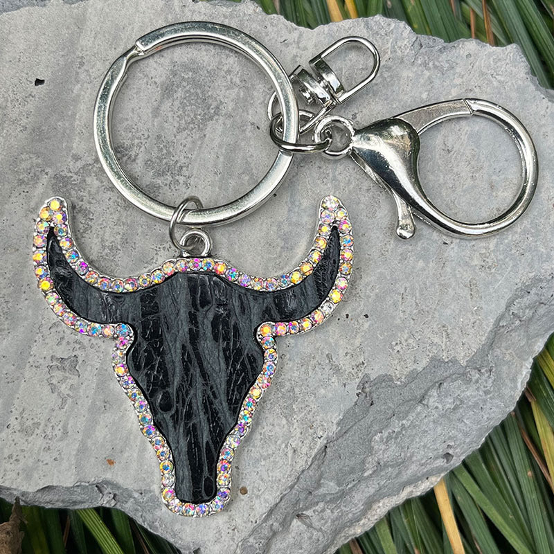 Western Vintage Cow Skull Cross Leather Necklace