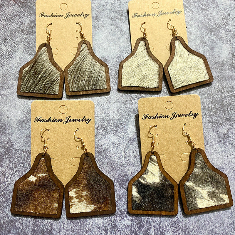Western Vintage Horse Cross Wood Earrings - product image 1
