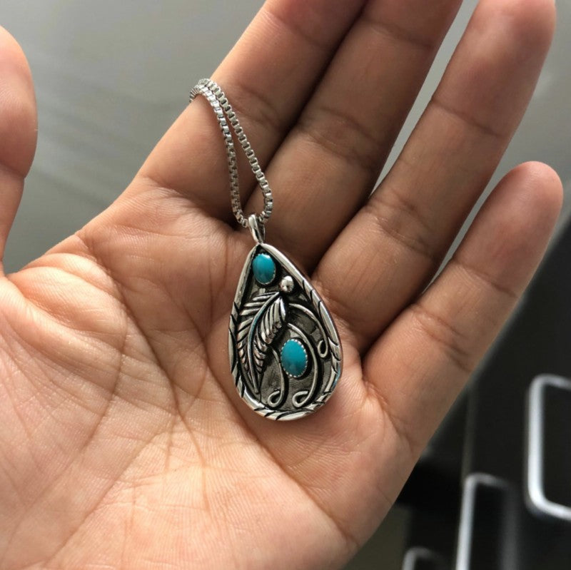 Turquoise Vintage Feather Necklace - product image 4
