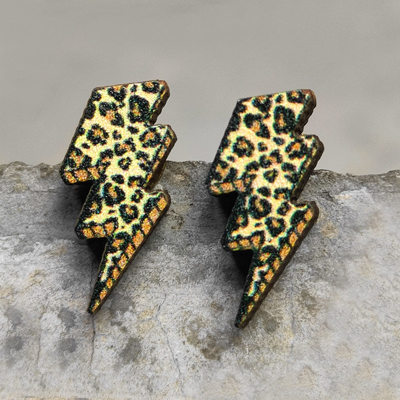 Cow Skull Horse Cactus Cross Wood Earrings