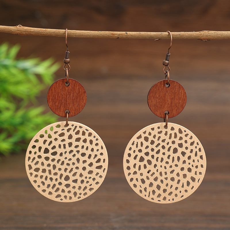 Boho Vintage Cross Wood Earrings - product image 2
