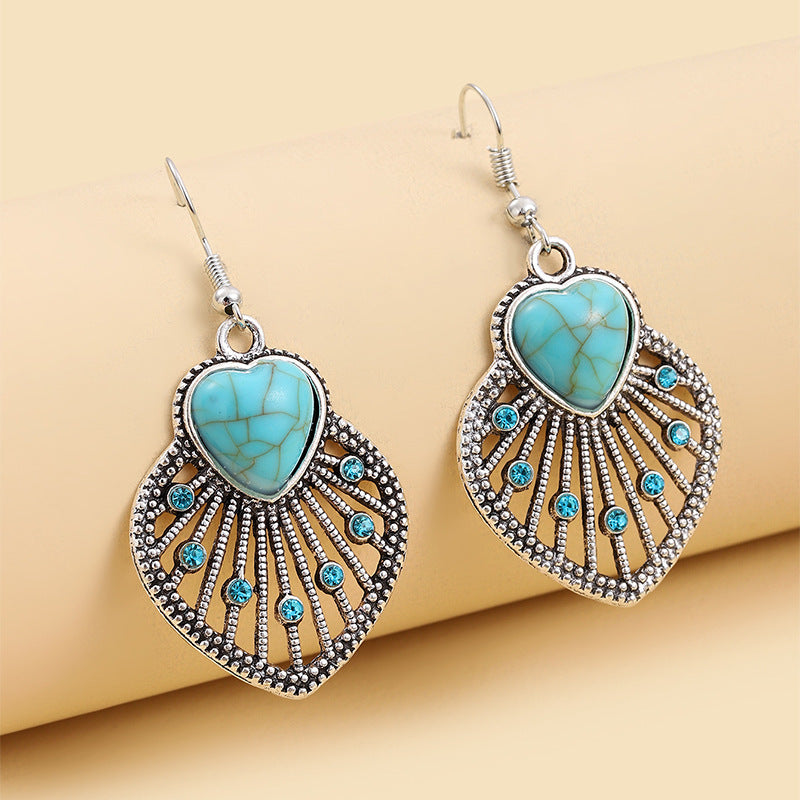 Turquoise Boho Vintage Heart Earrings - product image 5