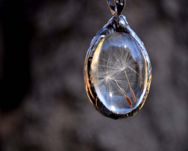 Vintage Dandelion Seed Oval Pendant Necklace - product image 9