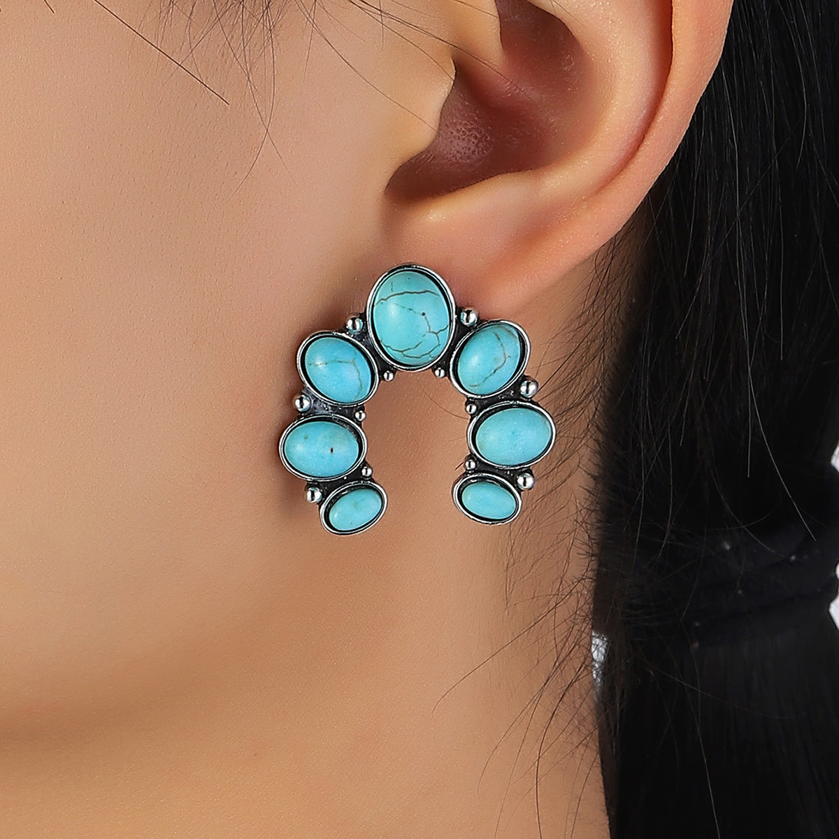 Western Turquoise Vintage Cross Earrings