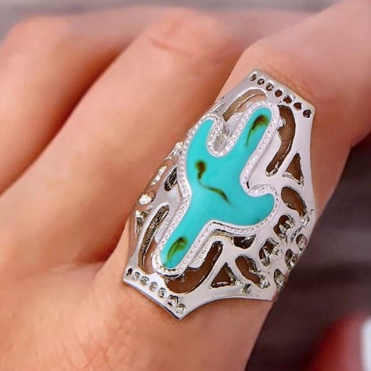Turquoise Cactus Cross Ring - product image 1