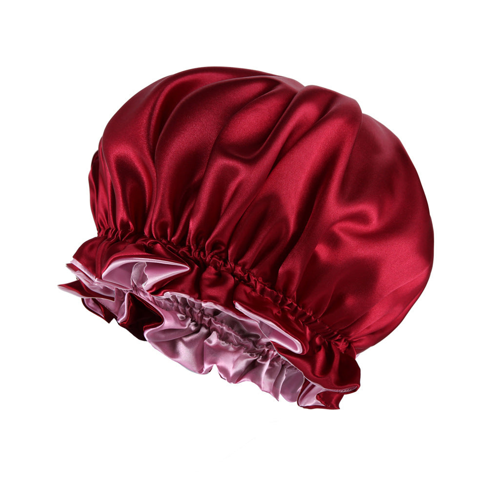 Style Solid Color Satin Hat with Satin Lining - Double-layered Head Cover - - product image 6